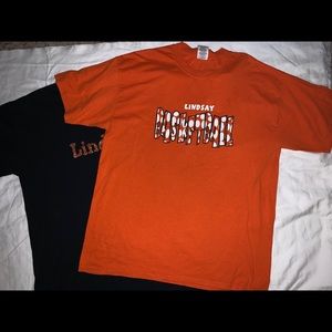Shirt-Two Lindsay shirts One says Basketball on it